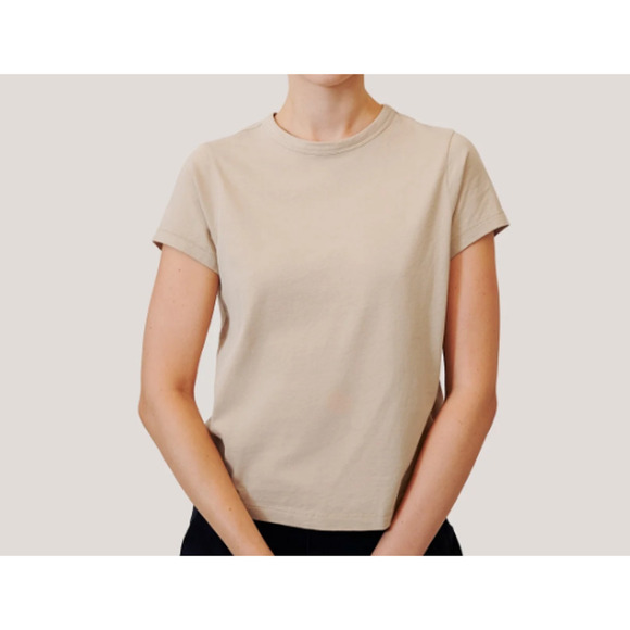 New! Jason Scott Shrunken Tee Brushed‎ Pima Cotton Sand color Women size S - Picture 1 of 7
